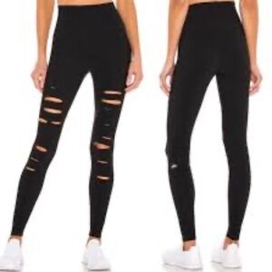 Alo Yoga Ripped Warrior Black Leggings